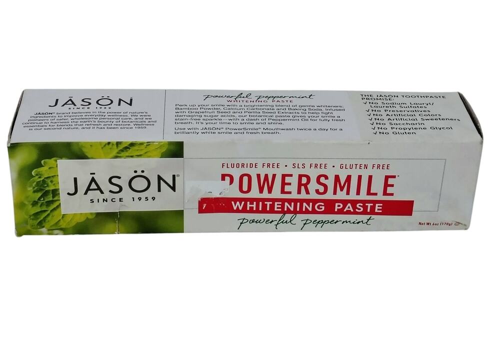 Jason Powersmile Whitening Paste Powerful Peppermint No Flouride Toothpaste 6 oz